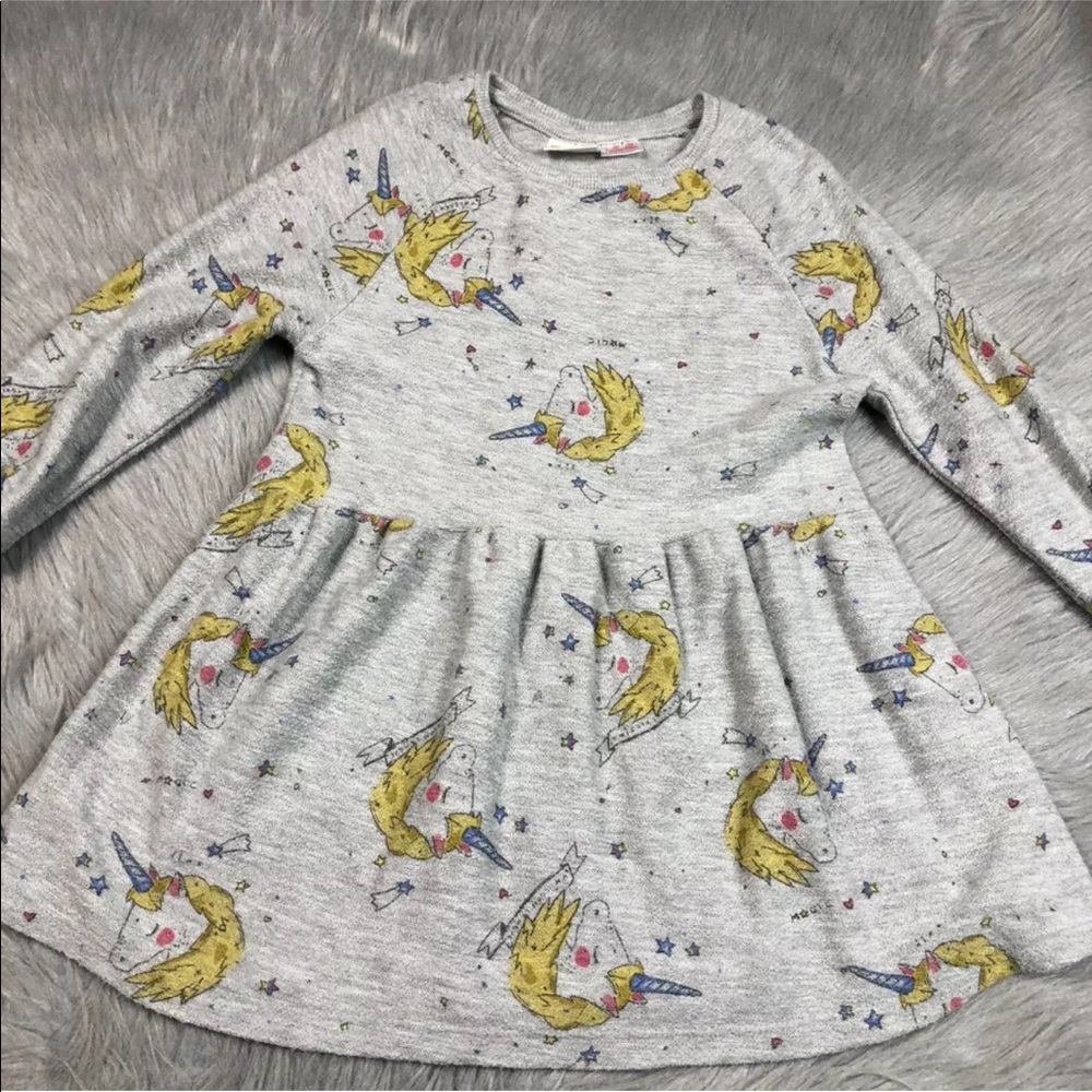 Zara Baby Girls Size 3/4 Gray Unicorn Dress